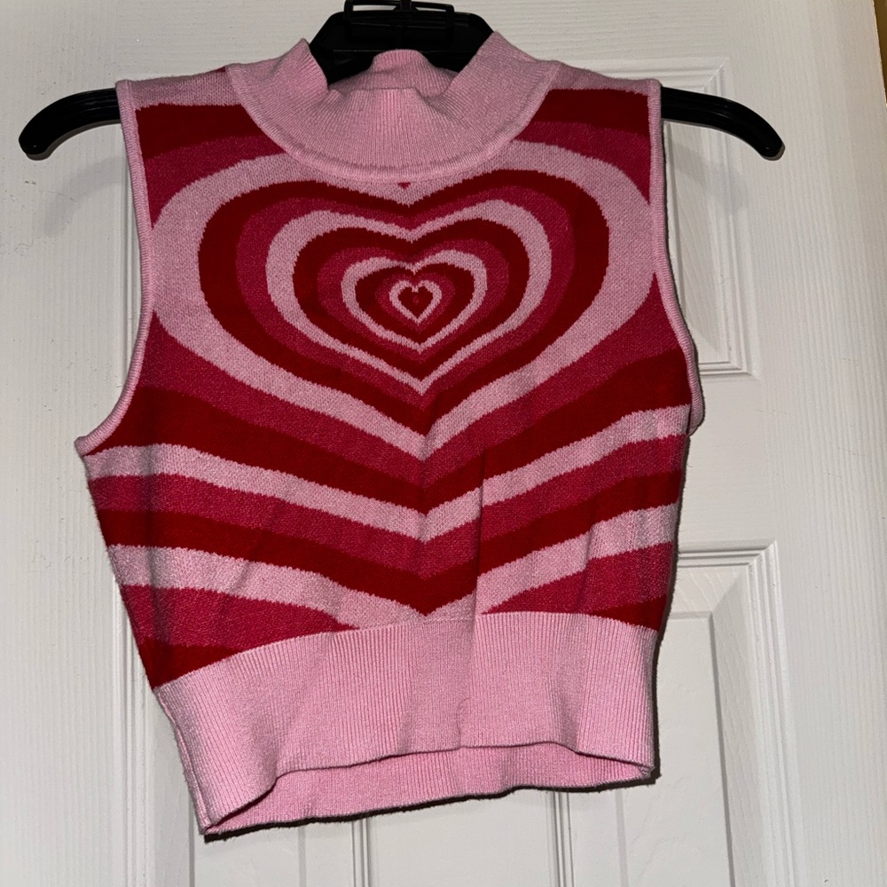 Cider Pink and Red Knit Sweater Vest